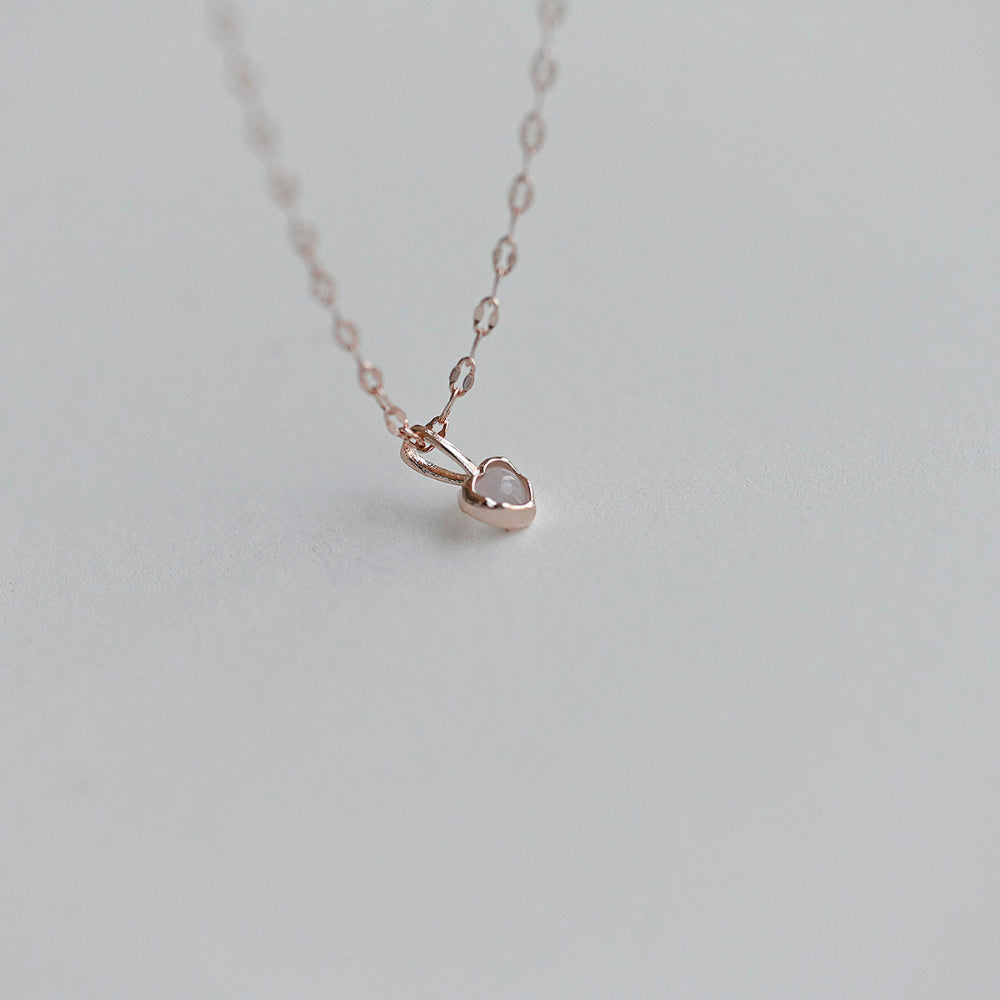 925 silver twinkle chain pink heart necklace_KWAJE623