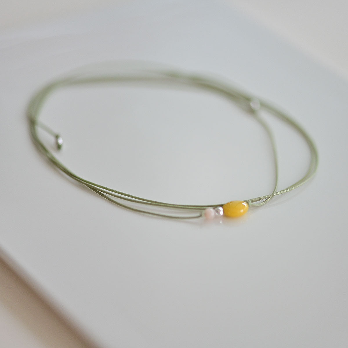 925 Silver Yellow Jade Strap Necklace_KWAJE574