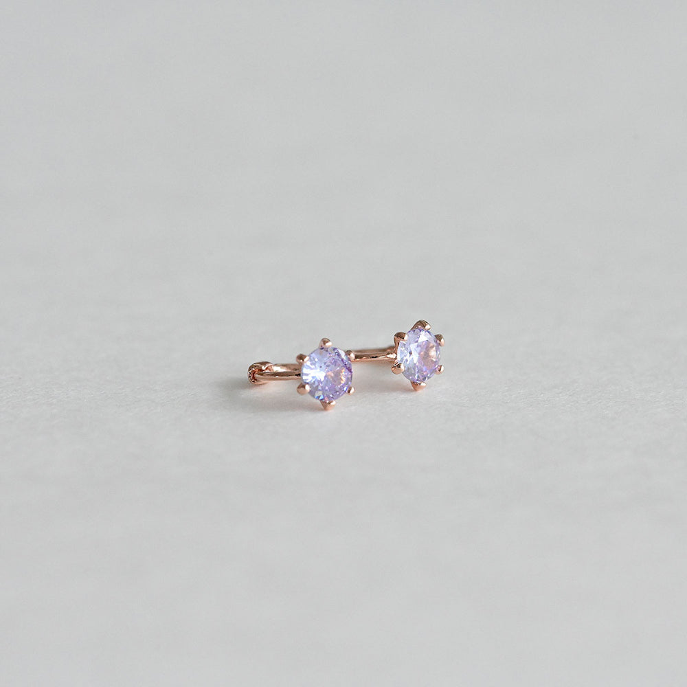 925 Silver Purple Mini One Touch Earrings_KWAJE352