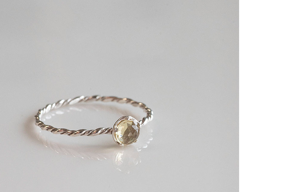 925 Silver Citrine Gemstone Twist Ring No. 13_KWAJE104