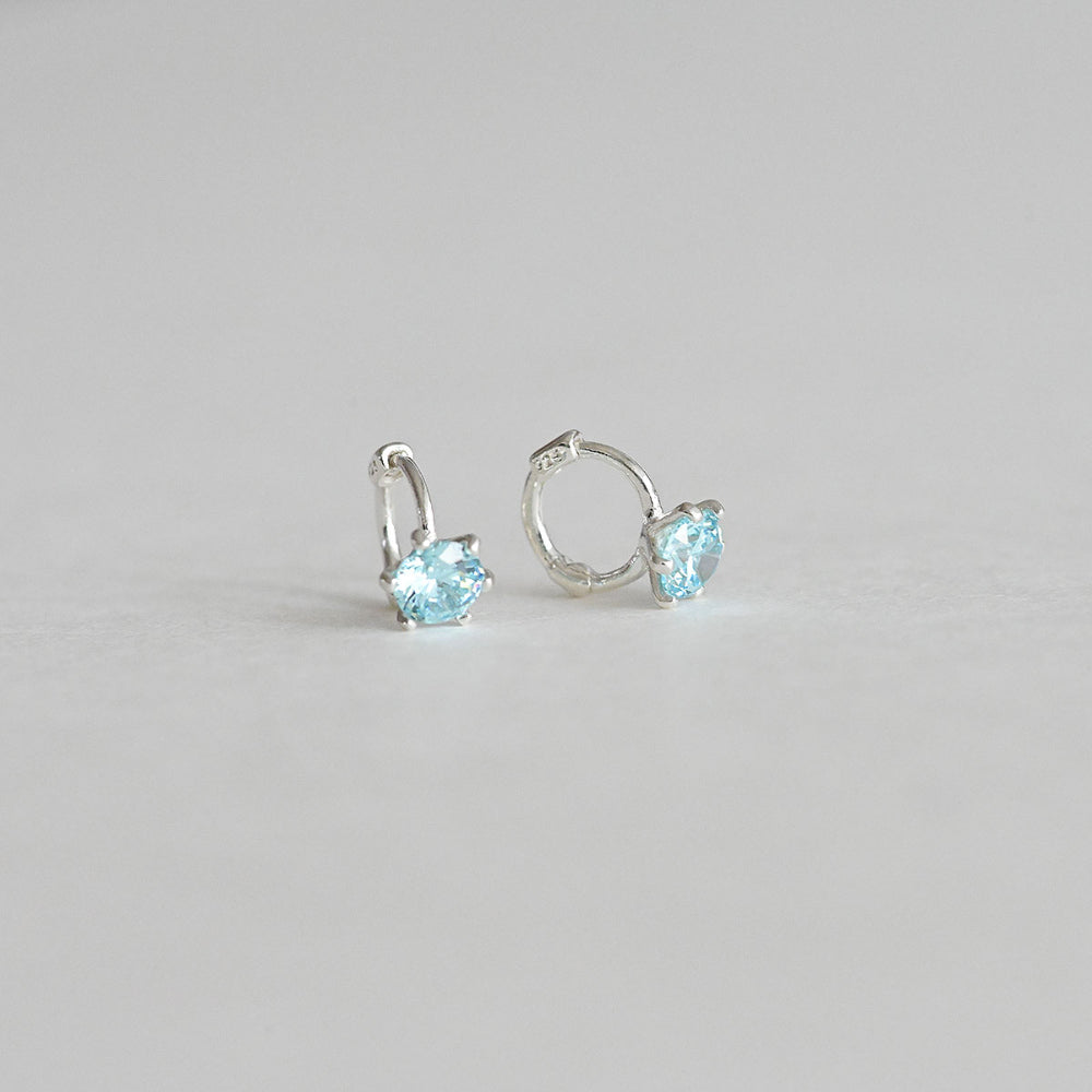 925 Silver Blue Mini One Touch Earrings_KWAJE221