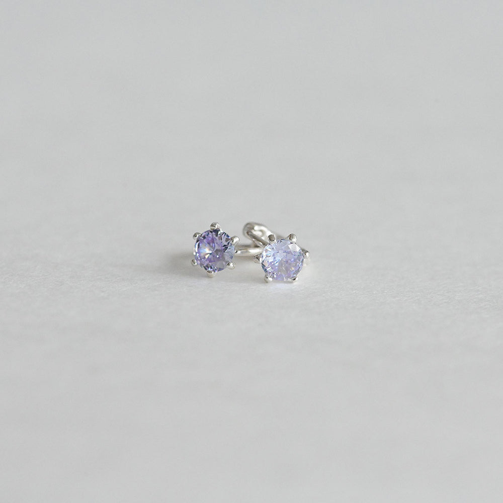 925 Silver Purple Mini One Touch Earrings_KWAJE352