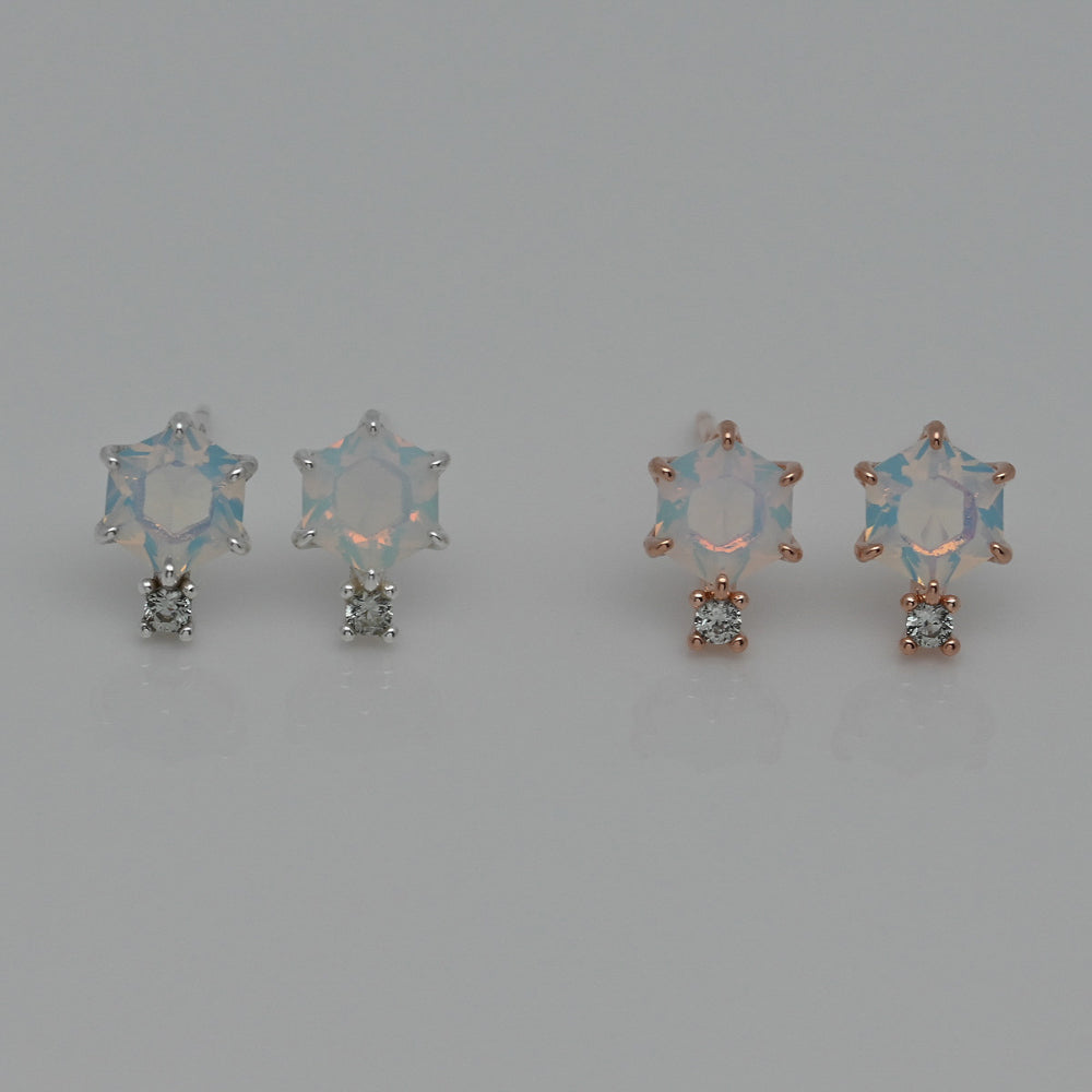 925 Silver Hexagon Cubic-Opal Earrings_KWAJE534