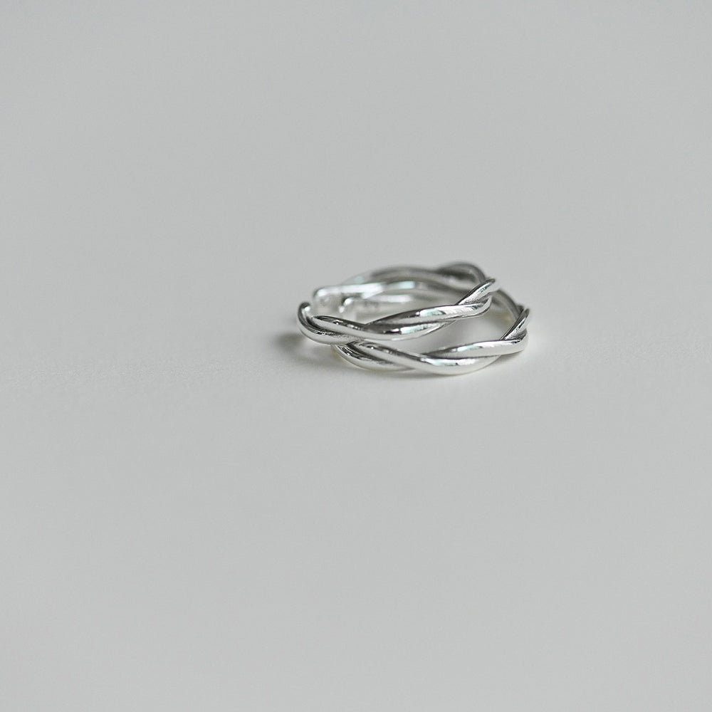 925 silver flat twist open ring (large)_KWAJE026