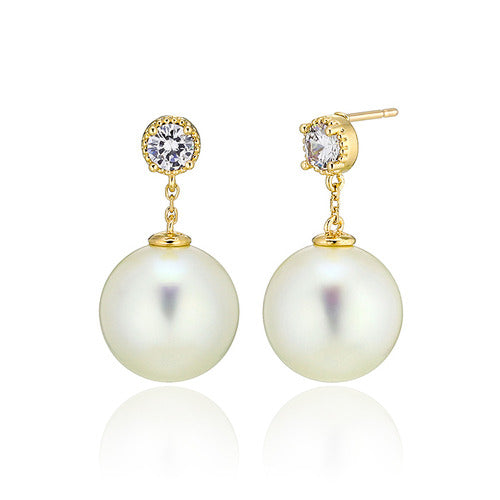 925 silver 12mm pearl drop earrings_KWAJE509