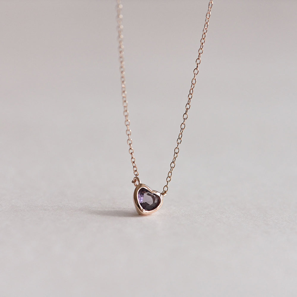 925 silver purple heart necklace_KWAJE577