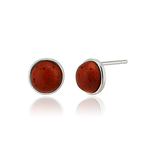 925 silver redstone natural gemstone earrings_KWAJE540