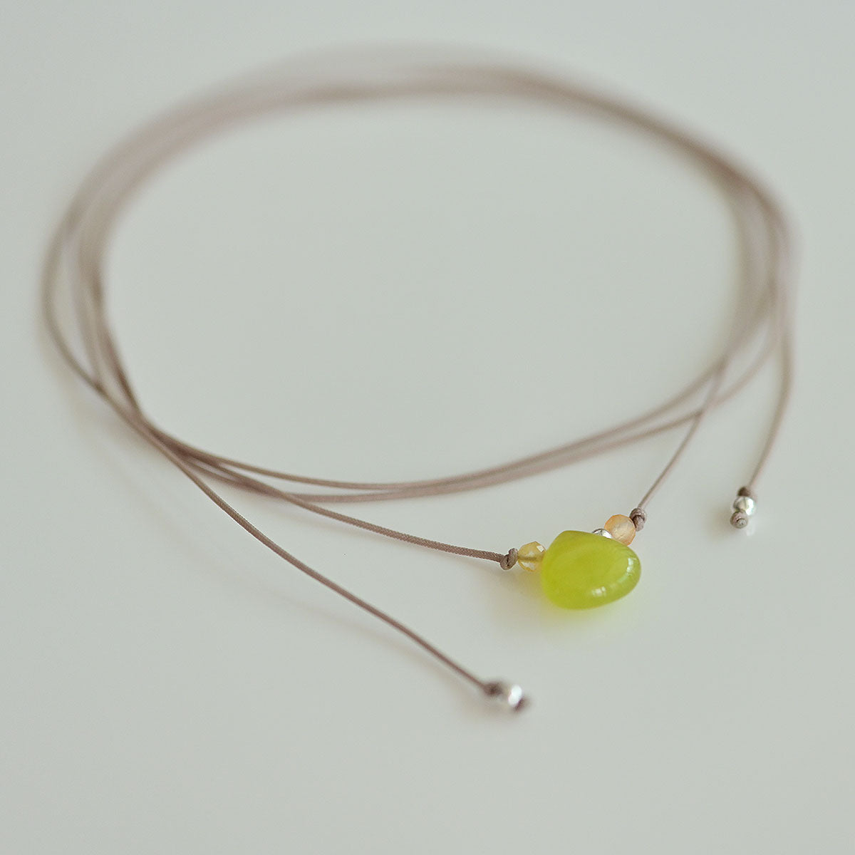 925 Silver Olivine Agate Strap Necklace_KWAJE464