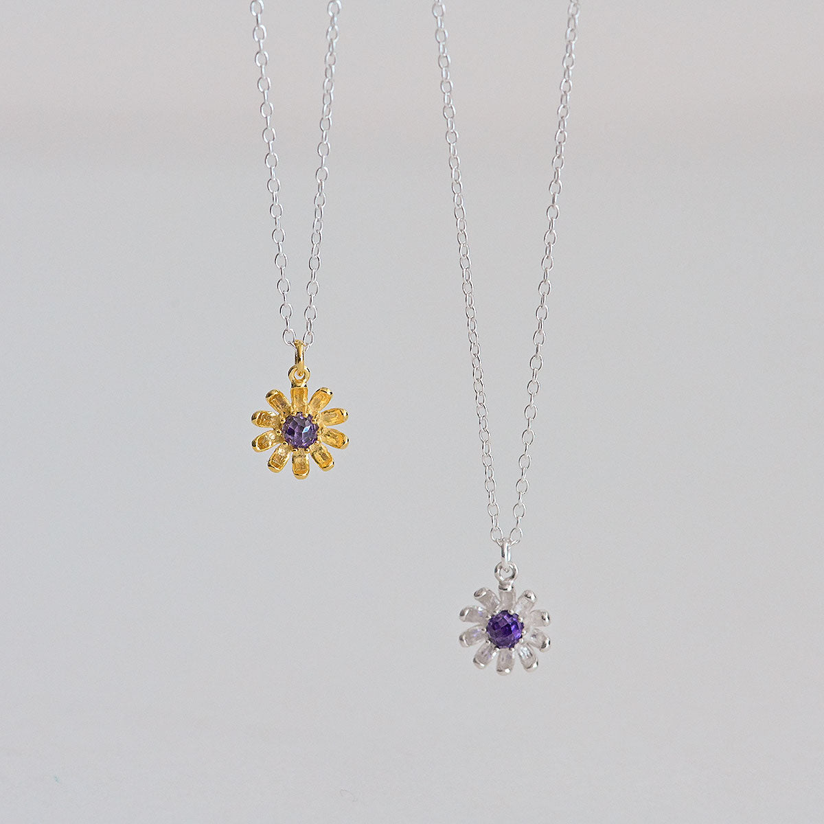 925 silver chamomile amethyst necklace_KWAJE396