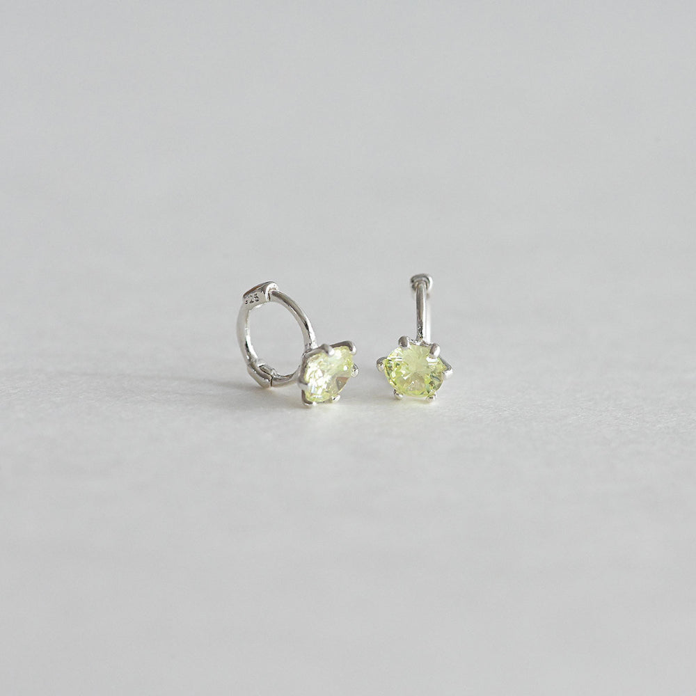 925 Silver Yellow Mini One Touch Earrings_KWAJE391