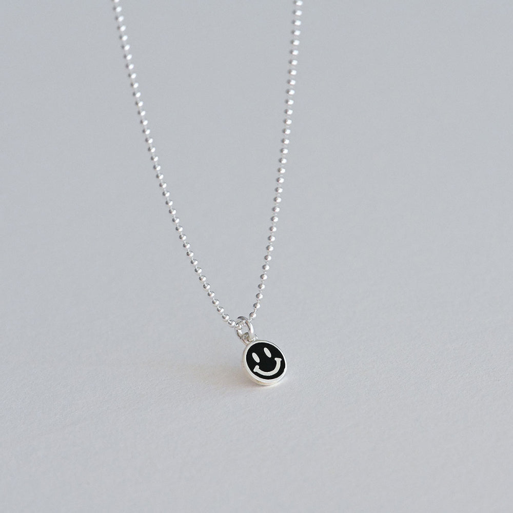 925 Silver Color Epoch Smile Ball Chain Necklace_KWAJE215