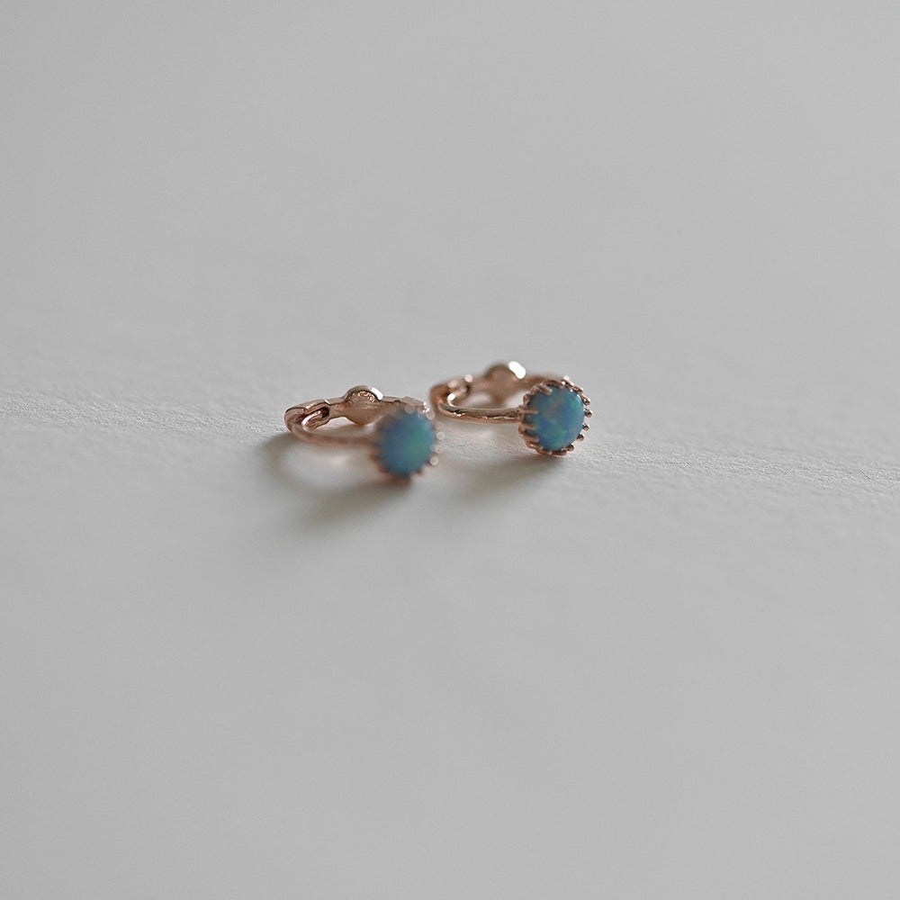 925 Silver Blue Opal One Touch Earrings_KWAJE222