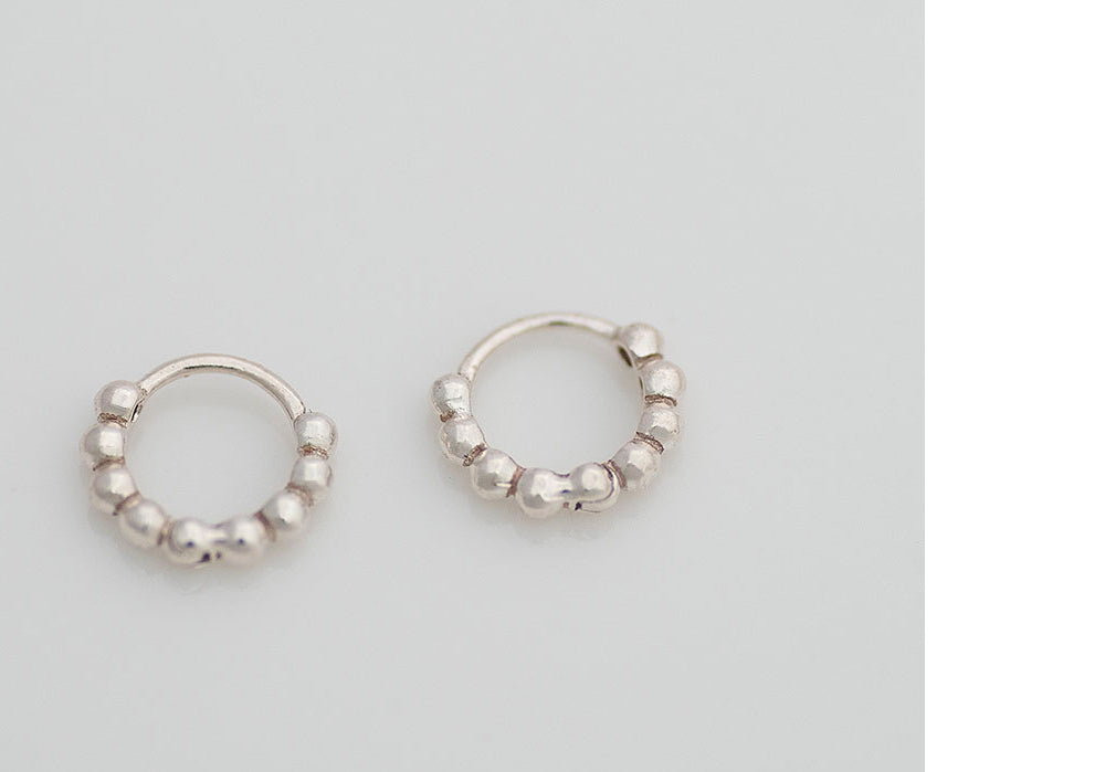 925 silver dotted mini one-touch earrings_KWAJE169