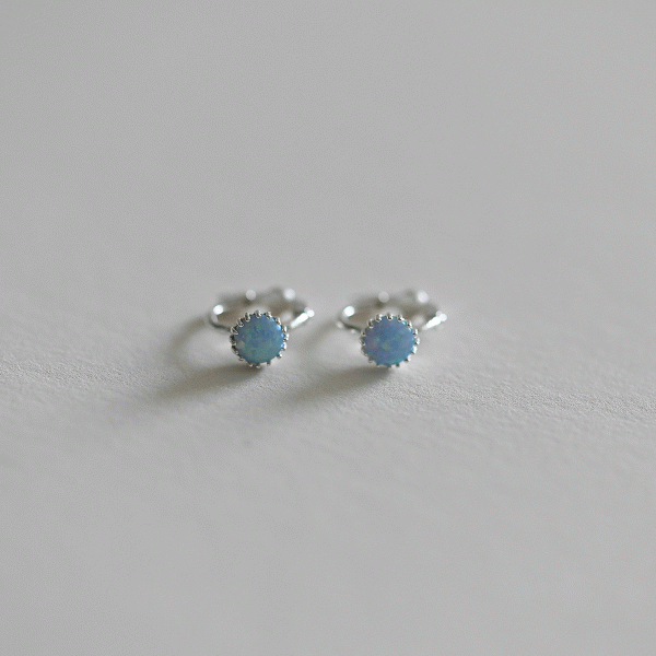 925 Silver Blue Opal One Touch Earrings_KWAJE222