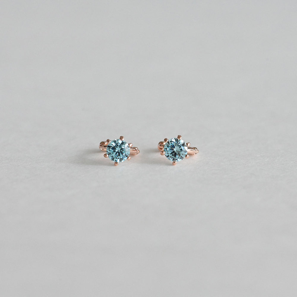 925 Silver Blue Mini One Touch Earrings_KWAJE221