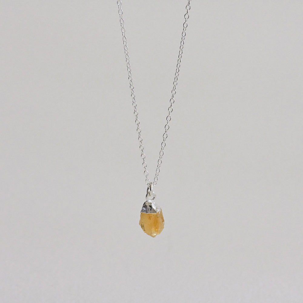 925 Silver Citrine Rough Gemstone Necklace_KWAJE397