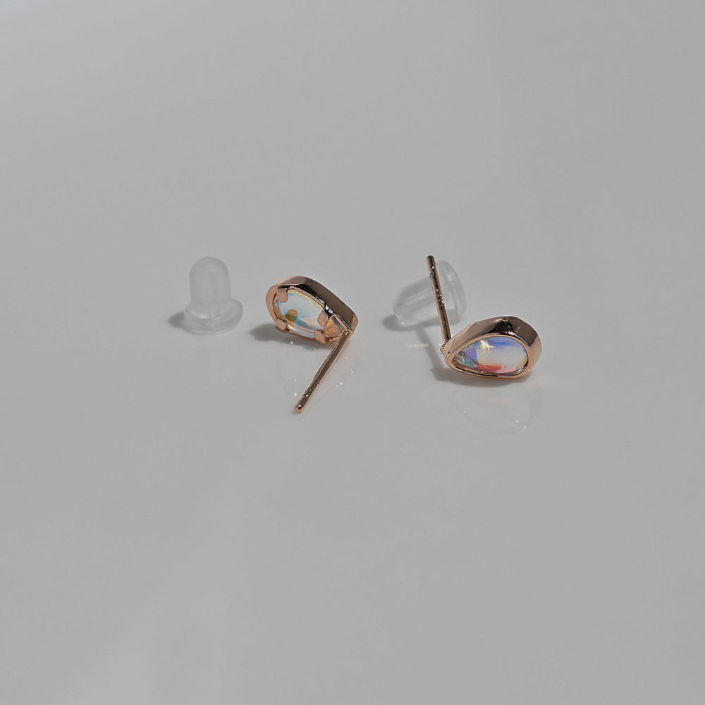 925 silver AB crystal water drop stud earrings_KWAJE394