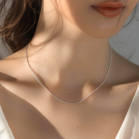 925 silver basic chain necklace 40cm 45cm_KWAJE200