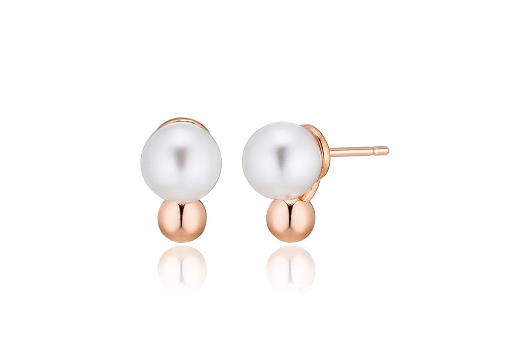 925 silver pearl silver ball earrings_KWAJE521