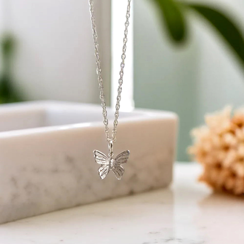 925 Silver Butterfly Singapore Chain Necklace_KWAJE209