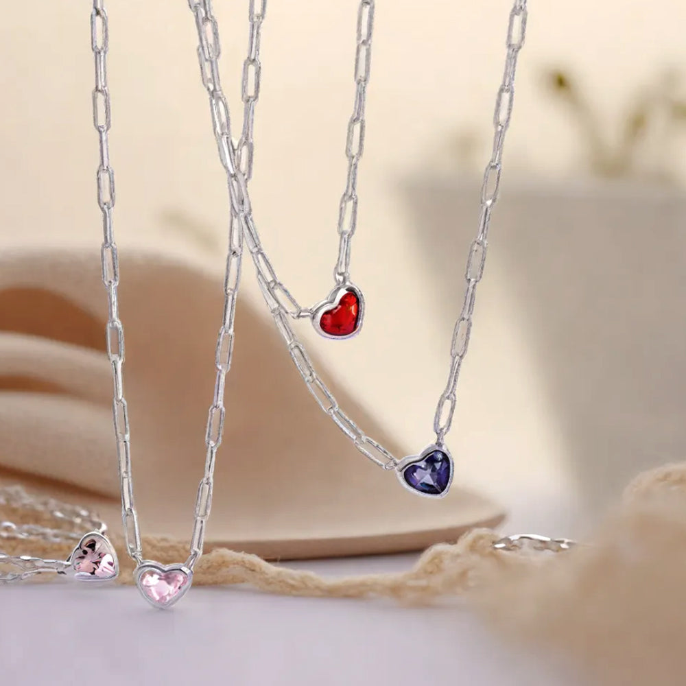 925 Silver Chain Purple Heart Necklace_KWAJE212