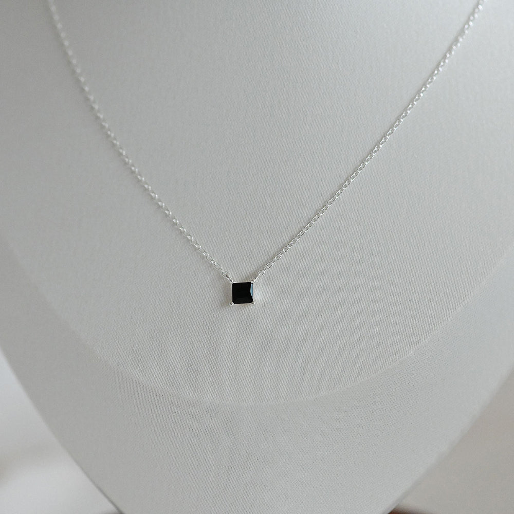 925 silver 4mm square cubic necklace_KWAJE181