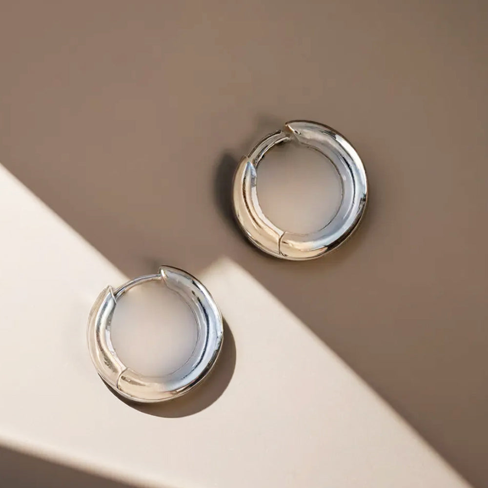 925 silver basic circle 13mm one touch earrings_KWAJE174