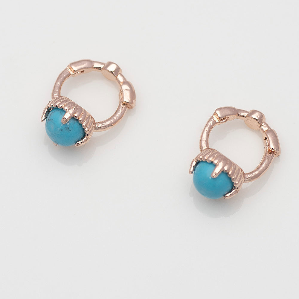 925 Silver Turquoise Mini One Touch Earrings_KWAJE375