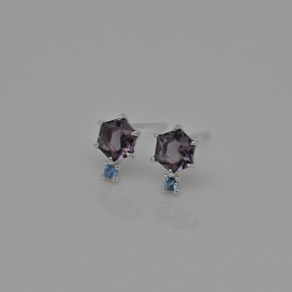 925 Silver Hexagon Cubic-Violet Earrings_KWAJE535