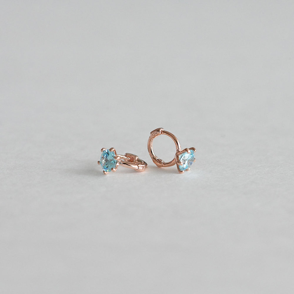 925 Silver Blue Mini One Touch Earrings_KWAJE221