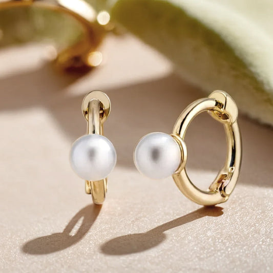 925 Silver Mini Pearl One-Touch Earrings_KWAJE246