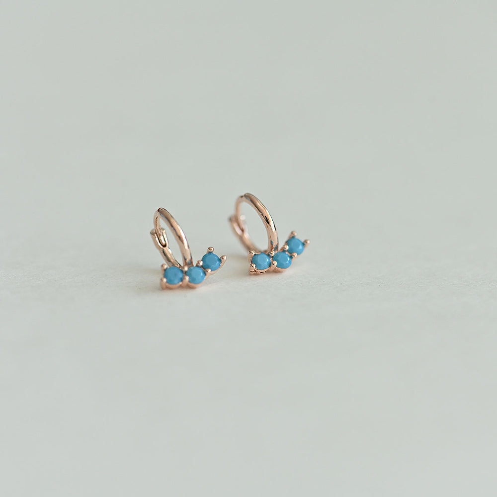 925 Silver Three Turquoise One Touch Earrings_KWAJE371