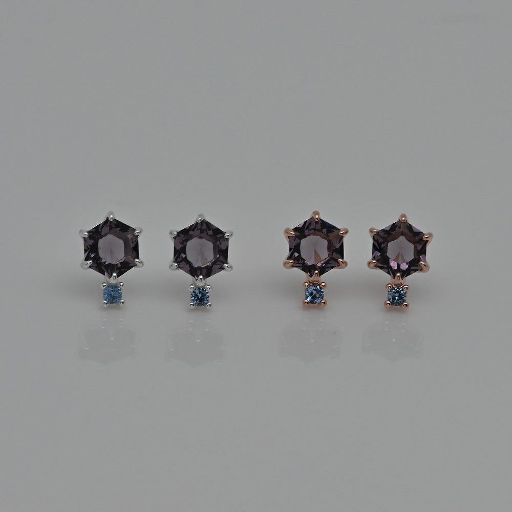 925 Silver Hexagon Cubic-Violet Earrings_KWAJE535