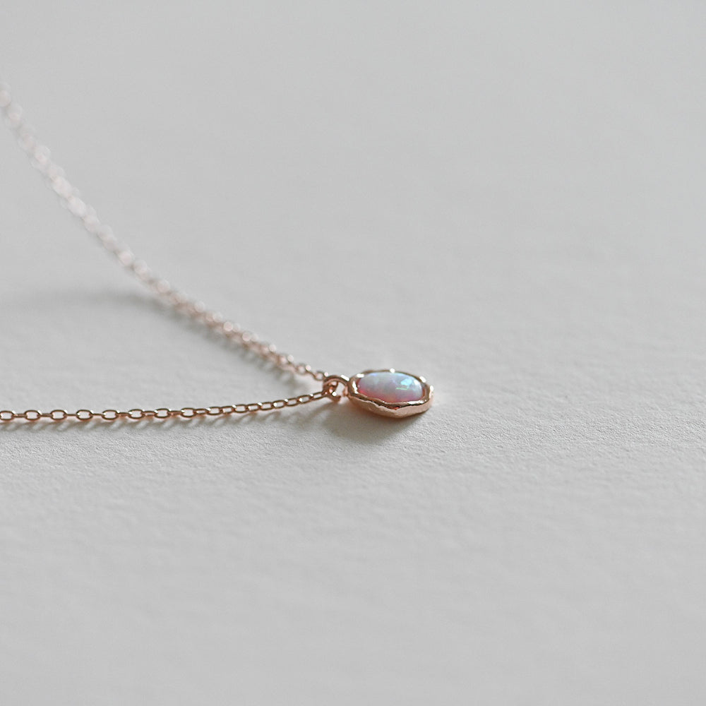 925 silver oval opal necklace_KWAJE550