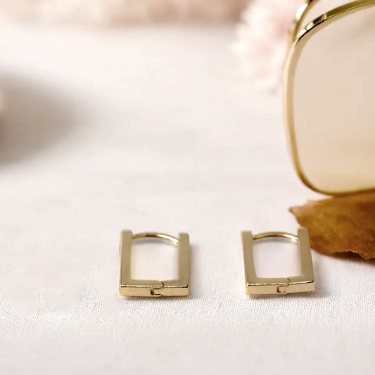 925 Silver Square Mini One Touch Earrings_KWAJE366