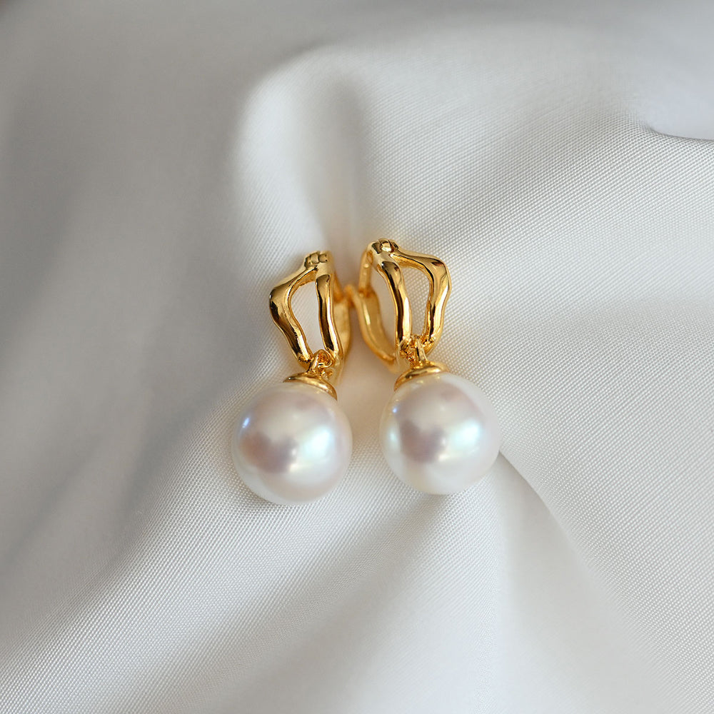 925 silver pearl rattle one touch earrings_KWAJE347