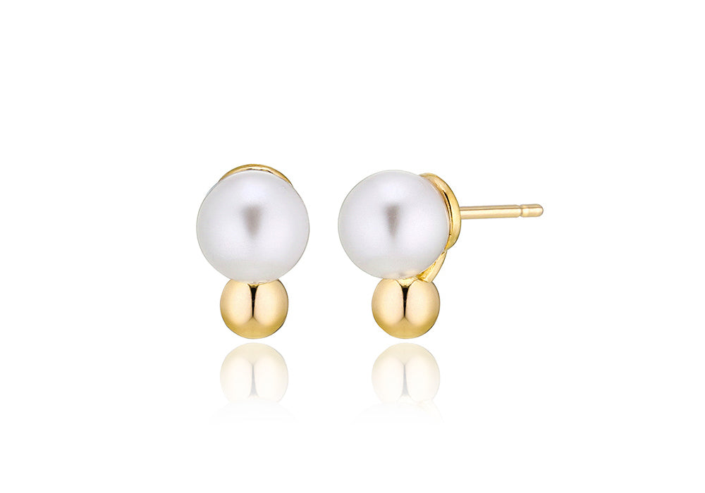 925 silver pearl silver ball earrings_KWAJE521