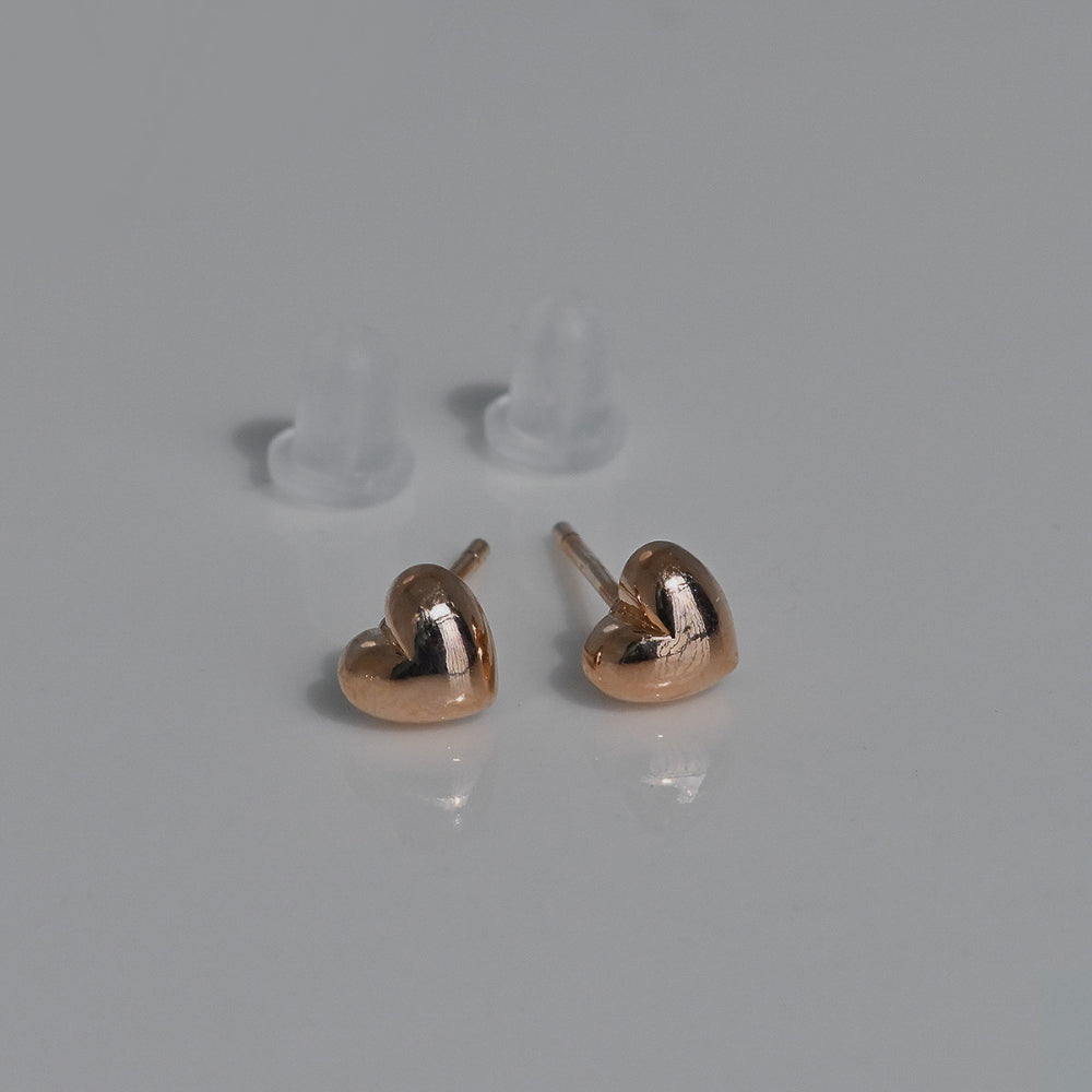 925 silver mini chubby heart stud earrings_KWAJE479