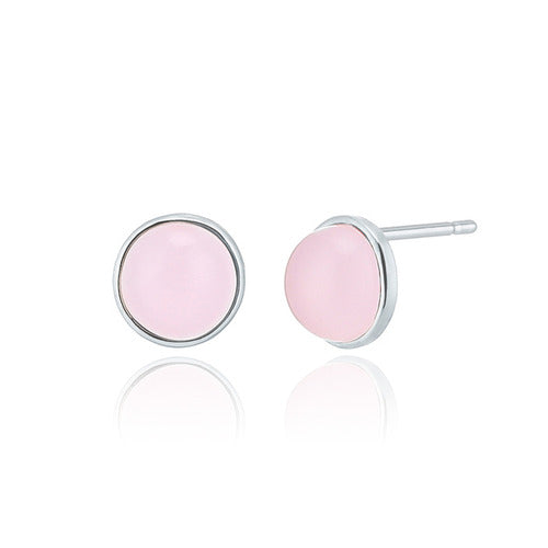 925 silver 8mm rose quartz earrings_KWAJE508