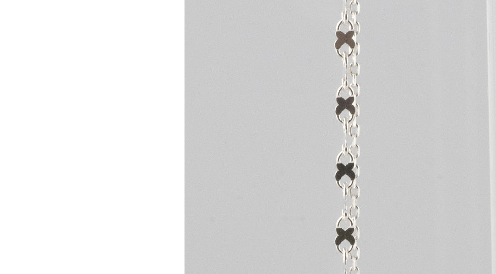 925 silver X chain two-line earrings_KWAJE395