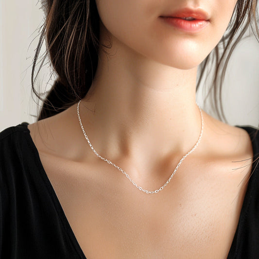 925 silver Figaro Rolo chain necklace 40 cm_KWAJE411