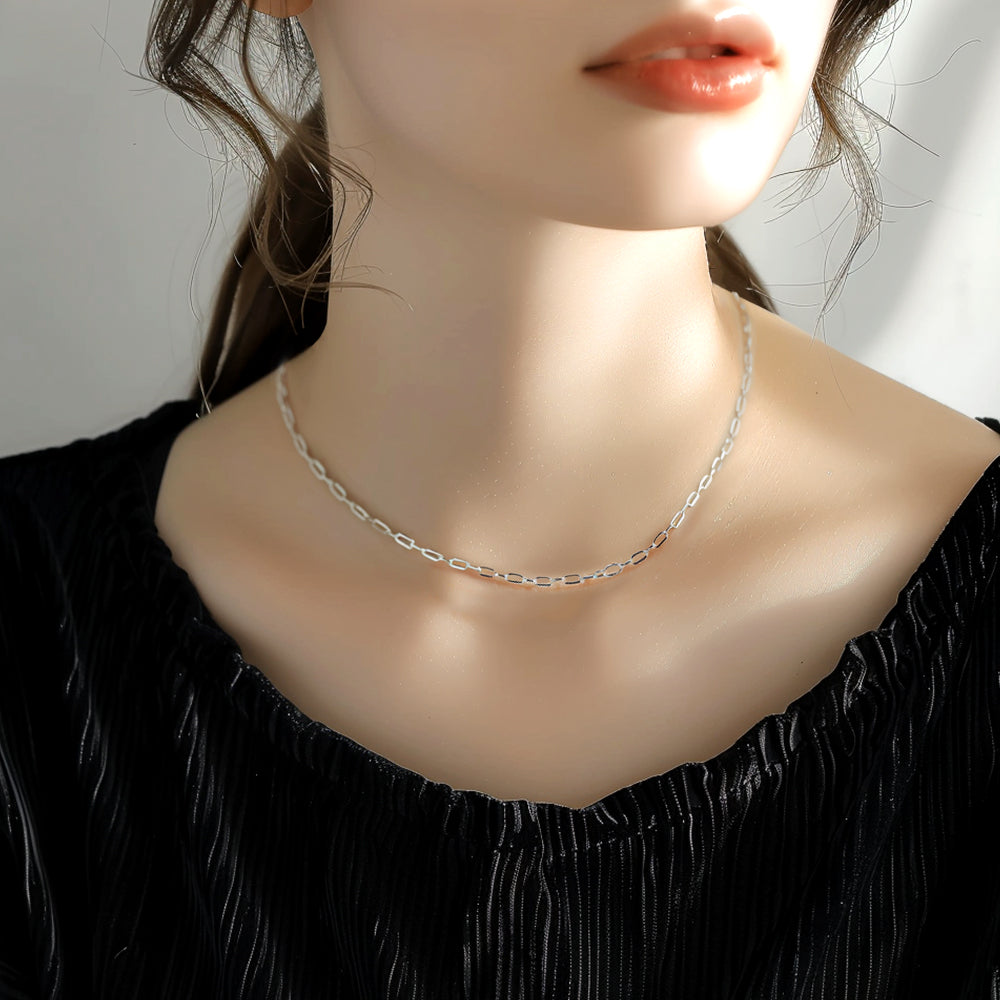 925 silver fine chain necklace_KWAJE412