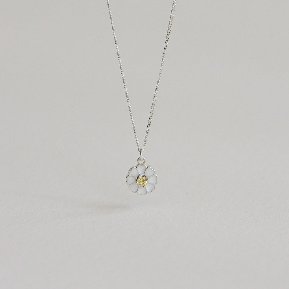 925 Silver Daisy Epoxy Necklace_KWAJE401