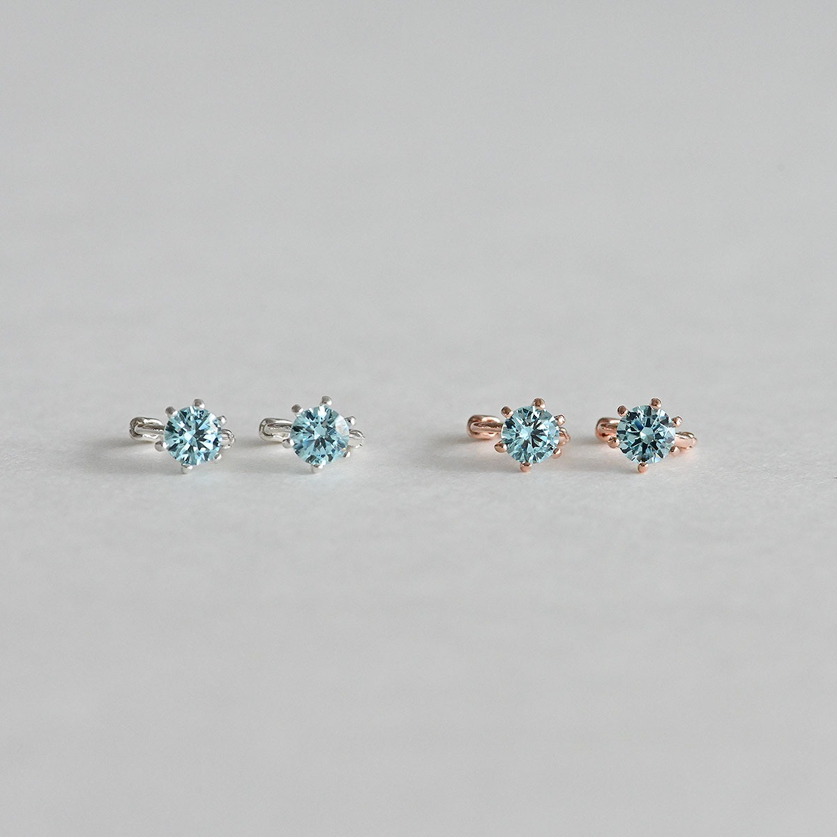 925 Silver Blue Mini One Touch Earrings_KWAJE221