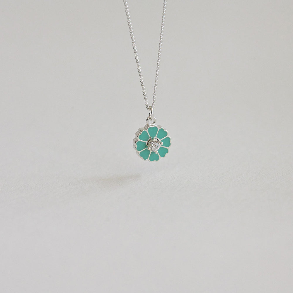 925 Silver Daisy Epoxy Necklace_KWAJE401