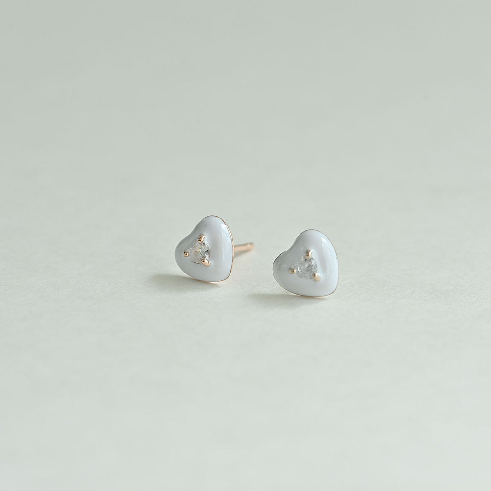 925 silver heart cubic epoxy stud earrings_KWAJE505