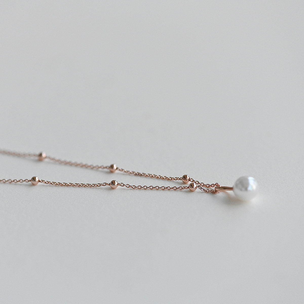 925 silver pearl ring pretty ball chain necklace_KWAJE552