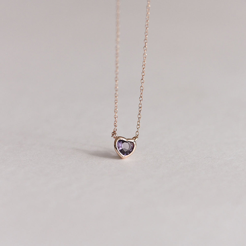 925 silver purple heart necklace_KWAJE577