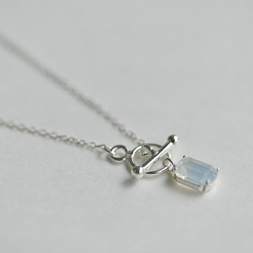 925 Silver White Square Toggle Bar Necklace_KWAJE628