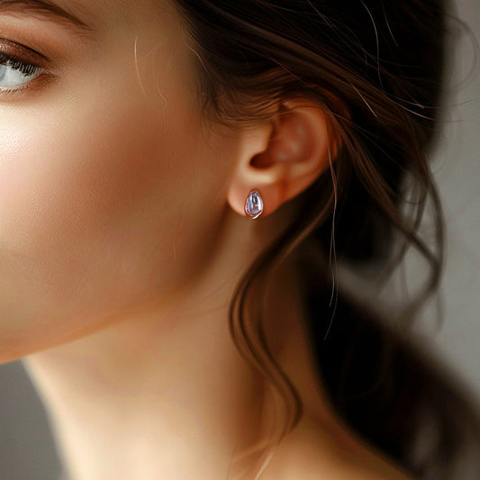 925 silver AB crystal water drop stud earrings_KWAJE394